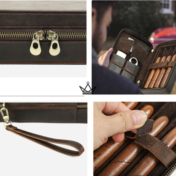 Etui à cigares en cuir personnalisable - Voyageur Prestige - - etui cigare personnalisable - Cadeau, Noël, Anniversaire, Original - Atelier Atypique