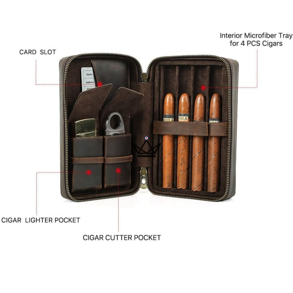 Etui à cigares en cuir personnalisable - Voyageur Prestige - - etui cigare personnalisable - Cadeau, Noël, Anniversaire, Original - Atelier Atypique