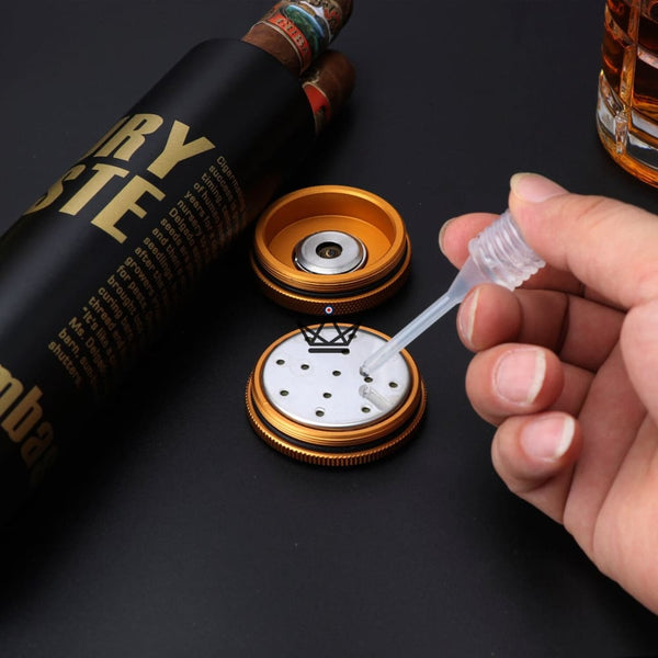 Cave à Cigare - LYROK TUBE aluminium solide voyage humidificateur inclus