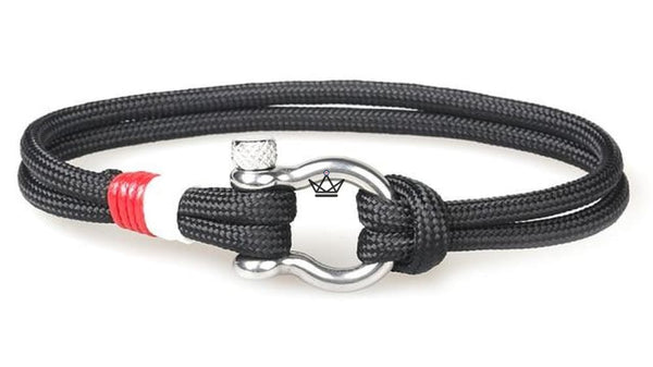 Armband HADOCK – Ankerkette versilbert & Seil – 11 Farben, 1 Armband / Schwarz