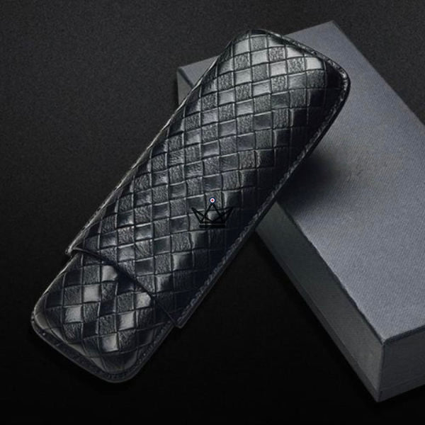 Etui de voyage cuir COHIBA - GRID noir coffret cadeau homme luxe anniversaire pere