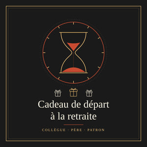 Couverture : sablier dans un cadran et trois cadeaux, idées de cadeau de départ à la retraite