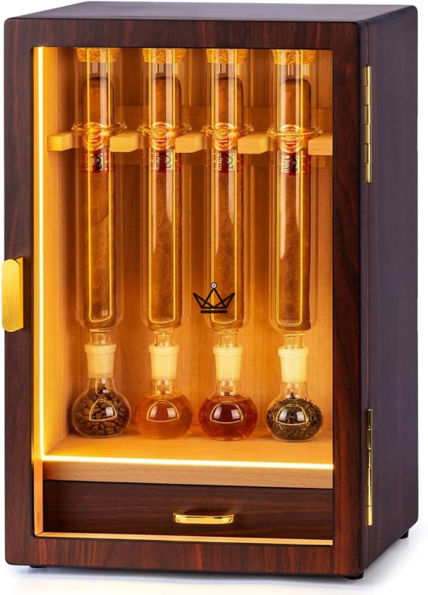 Zigarren-Humidor mit LED-Beleuchtung und Zedernholz für 4 Röhren – INFUSIO SANCTUAIRE