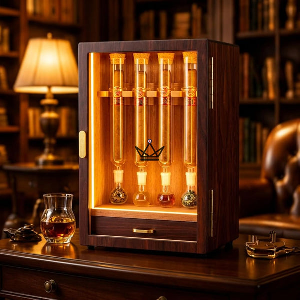 Zigarren-Humidor mit LED-Beleuchtung und Zedernholz für 4 Röhren – INFUSIO SANCTUAIRE
