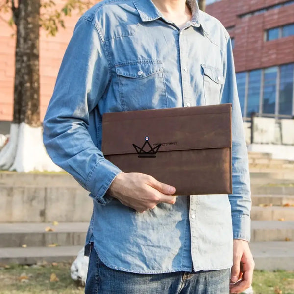 Personalisierbare iPad-Laptoptasche 13" aus Leder — Voyageur PLI – 2/13