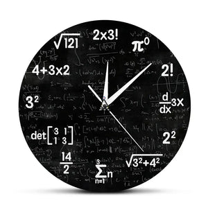 Horloge murale tableau noir équations mathématiques - THEOREMA - ["maj-filtre","Objets Scientifiques"] - Objets Scientifiques - Cadeau, Noël, Anniversaire, Original, Fête des pères, fête des mères - Atelier Atypique