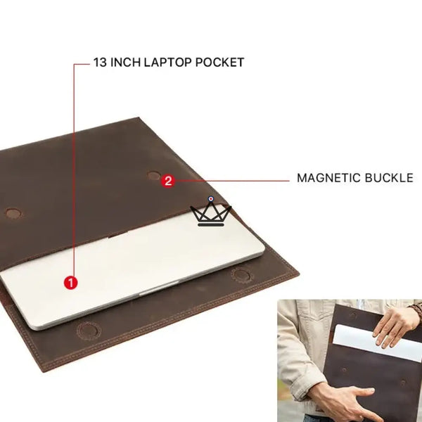 Personalisierbare Macbook-Hülle aus Leder 13"-14" - Voyageur MISSIVE