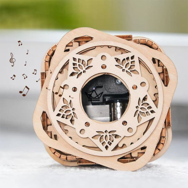 3D-Holzpuzzle Spieluhr mit durchbrochenen Blumenmustern - FLORALIE