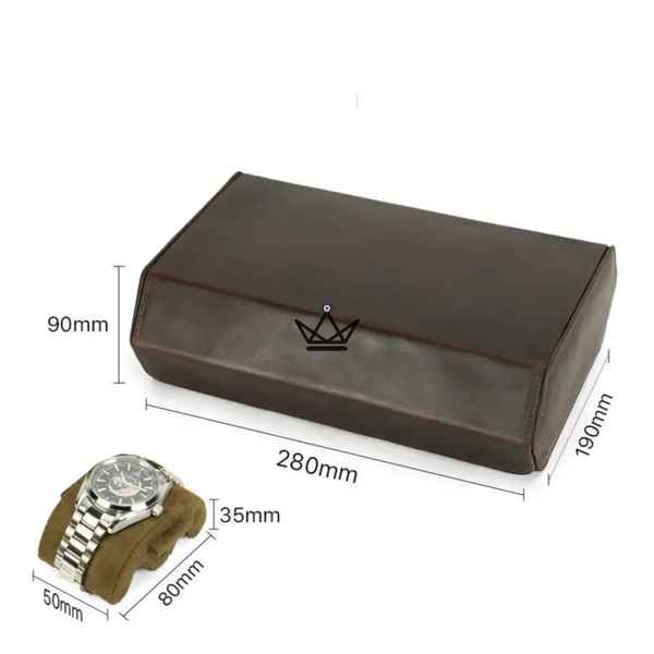 Etui de voyage personnalisable pour montre automatique en cuir - Voyageur Hexagone - ["Maroquinerie Personnalisable"] - etui montre personnalisable - Cadeau, Noël, Anniversaire, Original, Fête des pères, fête des mères - Atelier Atypique