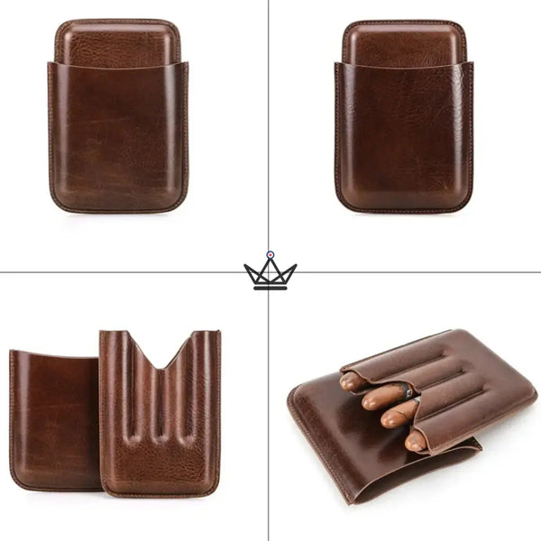 Etui 4 cigares en cuir personnalisable - Voyageur Elixir -  - etui cigare personnalisable - Cadeau, Noël, Anniversaire, Original, Fête des pères, fête des mères - Atelier Atypique