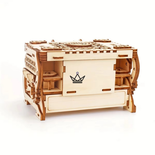 3D-Holzpuzzle Schatzkiste mit Geheimfach auf Füßen - ARCANE