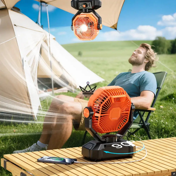 NOELY Tragbarer Akku-Ventilator — 20.000 mAh, LED & Powerbank