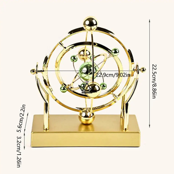 Goldene kinetische Schreibtisch-Skulptur Himmelsorbit - ASTRALIS
