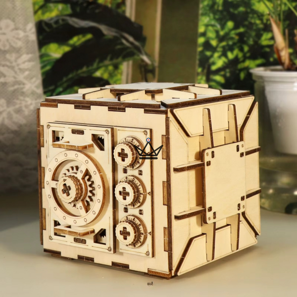 3D-Holzpuzzle Tresor mit Zahlenkombination, mechanischer Bausatz - BASTION