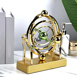 Sculpture cinétique de bureau orbite céleste dorée - ASTRALIS - ["maj-filtre","Objets Scientifiques"] - Objets Scientifiques - Cadeau, Noël, Anniversaire, Original, Fête des pères, fête des mères - Atelier Atypique