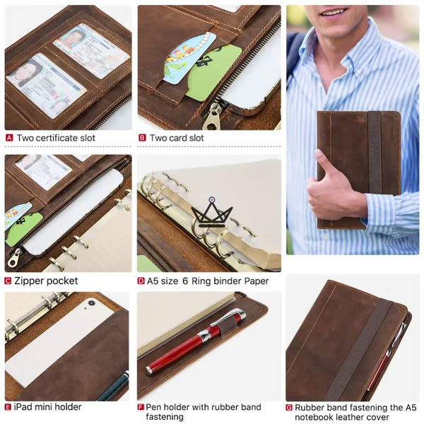 Organiseur A5 en Cuir personnalisable  — VOYAGEUR Agenda