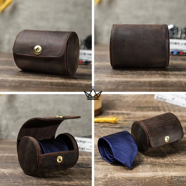 Personalisierbares Krawattenetui aus Leder, für 1 oder 2 Krawatten - ASCOT Traveler