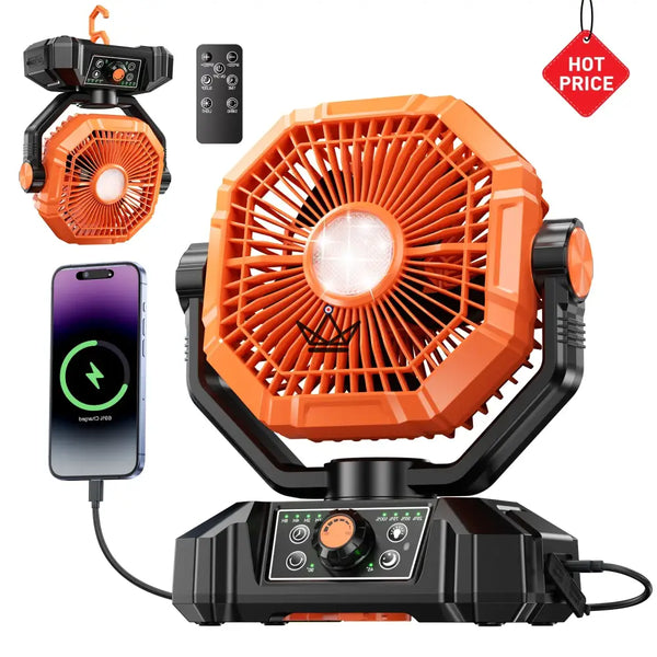 NOELY Tragbarer Akku-Ventilator — 20.000 mAh, LED & Powerbank