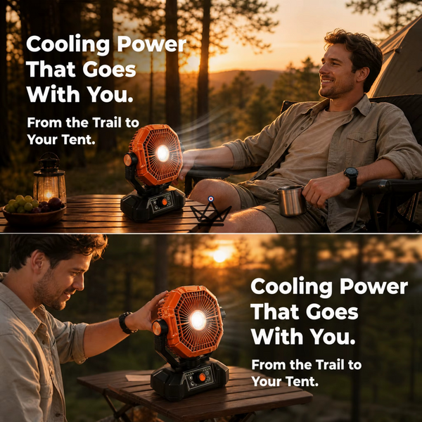NOELY Tragbarer Akku-Ventilator — 20.000 mAh, LED & Powerbank