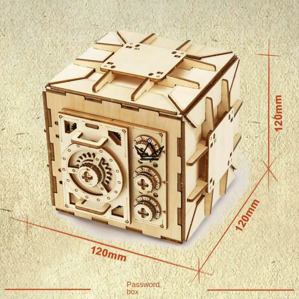 3D-Holzpuzzle Tresor mit Zahlenkombination, mechanischer Bausatz - BASTION