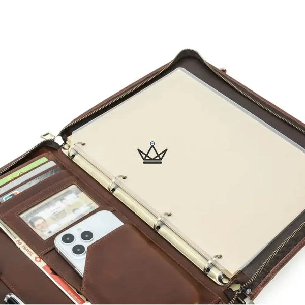 Personalisierbarer A4-Lederkonferenzmappe — iPad Pro & Ordner — VOYAGEUR PadFolio