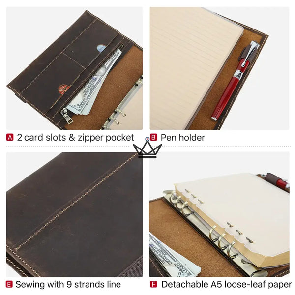Personalisierbarer Notizbuch-Organizer aus Leder A5 – VOYAGEUR Winko