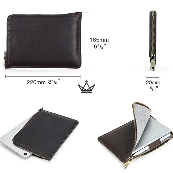 Pochette zippée cuir personnalisable pour iPad mini à dragonne - Voyageur OPUS - ["Divers personnalisable","maj-desc","maj-filtre","Maroquinerie Personnalisable"] - etui personnalisable - Cadeau, Noël, Anniversaire, Original, Fête des pères, fête des mères - Atelier Atypique