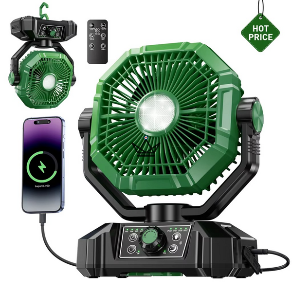 NOELY Tragbarer Akku-Ventilator — 20.000 mAh, LED & Powerbank