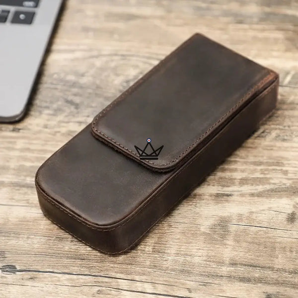 CONTACTS FAMILY Genuine Leather 3 Slots Pen Case With Removable Pen Tray Holder Pencil Case Men Woman Girls Office School Pouch - ["maj-filtre"] -  - Cadeau, Noël, Anniversaire, Original, Fête des pères, fête des mères - Atelier Atypique