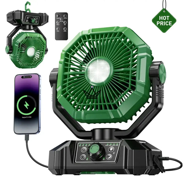 NOELY Tragbarer Akku-Ventilator — 20.000 mAh, LED & Powerbank