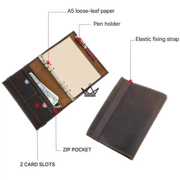 Personalisierbarer Notizbuch-Organizer aus Leder A5 – VOYAGEUR Winko