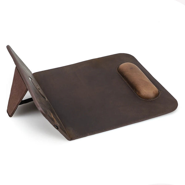 Personalisierbares Mauspad aus Leder mit kabelloser Ladefunktion – Voyageur Magellan