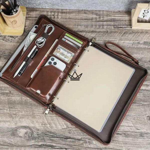 Personalisierbarer A4-Lederkonferenzmappe — iPad Pro & Ordner — VOYAGEUR PadFolio