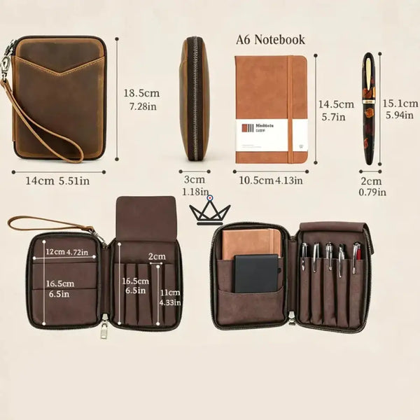 Leder-Taschenorganizer - Stifte & Notizbücher anpassbar - VOYAGEUR Plume