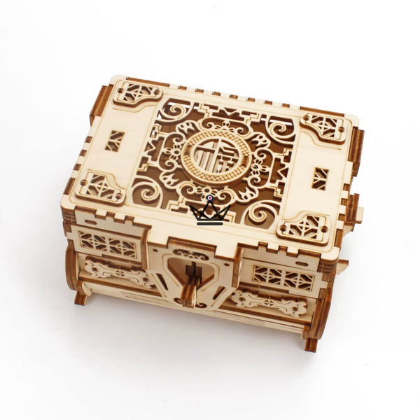 3D-Holzpuzzle Schatzkiste mit Geheimfach auf Füßen - ARCANE