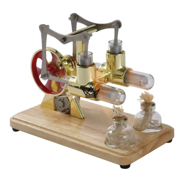 Zweizylinder-Stirlingmotor mit Generator und LED - CASTOR