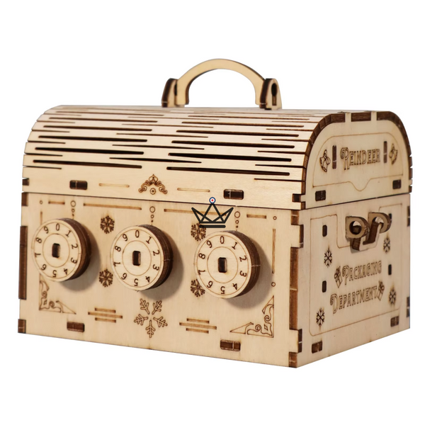 3D-Holzpuzzle Reisekoffer mit Zahlenschloss, 3 Drehscheiben - ESCALE