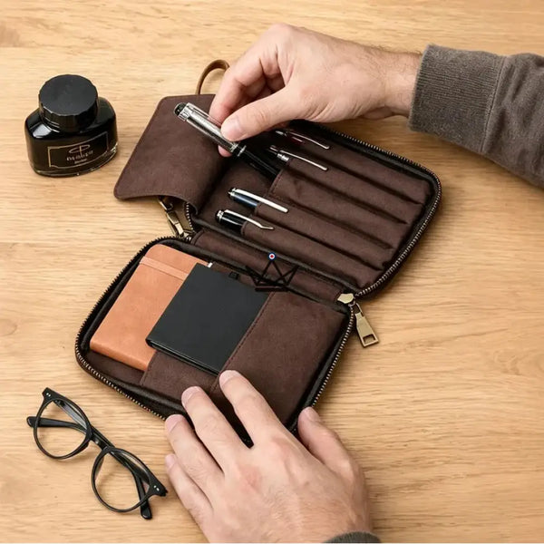 Leder-Taschenorganizer - Stifte & Notizbücher anpassbar - VOYAGEUR Plume