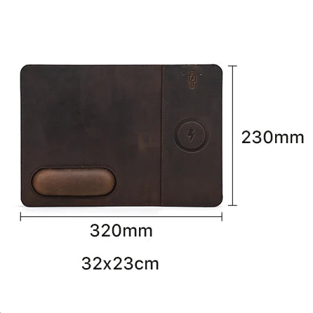 Personalisierbares Mauspad aus Leder mit kabelloser Ladefunktion – Voyageur Magellan