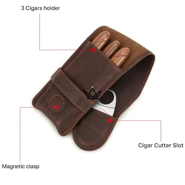 Etui 3 Cigares en cuir personnalisable - Voyageur Pocket -  - etui cigare personnalisable - Cadeau, Noël, Anniversaire, Original, Fête des pères, fête des mères - Atelier Atypique