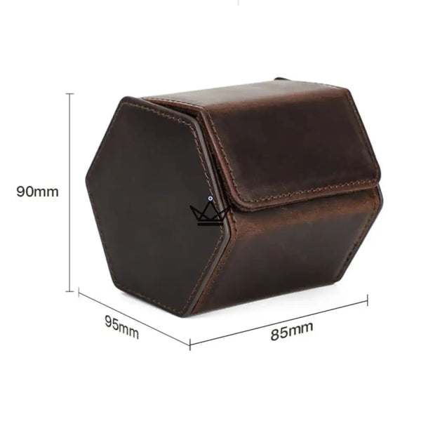 Etui de voyage personnalisable pour montre automatique en cuir - Voyageur Hexagone - ["Maroquinerie Personnalisable"] - etui montre personnalisable - Cadeau, Noël, Anniversaire, Original, Fête des pères, fête des mères - Atelier Atypique