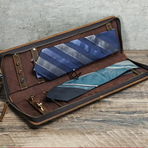 Etui à cravates en cuir personnalisable - Voyageur Windsor - [] - etui cravate personnalisable - Cadeau, Noël, Anniversaire, Original, Fête des pères, fête des mères - Atelier Atypique