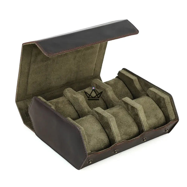 Etui de voyage personnalisable pour montre automatique en cuir - Voyageur Hexagone - ["Maroquinerie Personnalisable"] - etui montre personnalisable - Cadeau, Noël, Anniversaire, Original, Fête des pères, fête des mères - Atelier Atypique