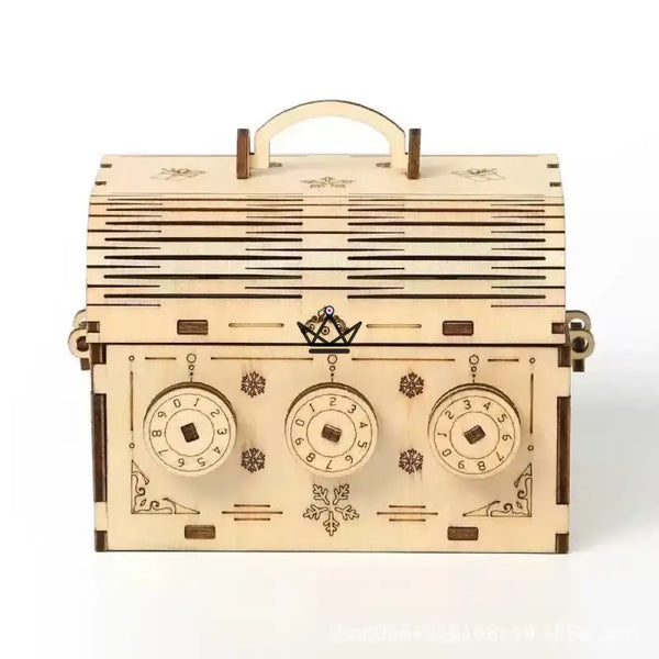3D-Holzpuzzle Reisekoffer mit Zahlenschloss, 3 Drehscheiben - ESCALE