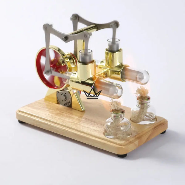 Zweizylinder-Stirlingmotor mit Generator und LED - CASTOR