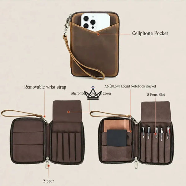 Leder-Taschenorganizer - Stifte & Notizbücher anpassbar - VOYAGEUR Plume