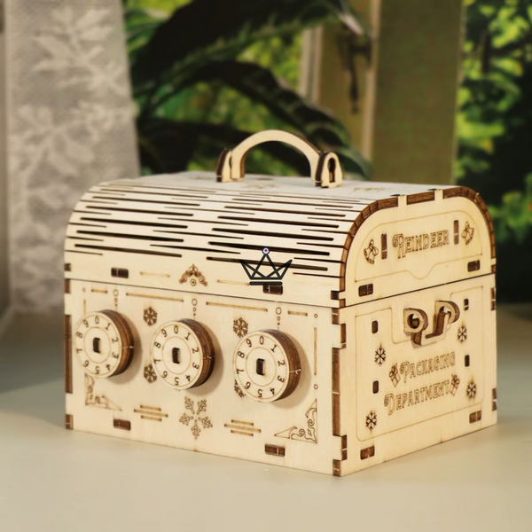 3D-Holzpuzzle Reisekoffer mit Zahlenschloss, 3 Drehscheiben - ESCALE