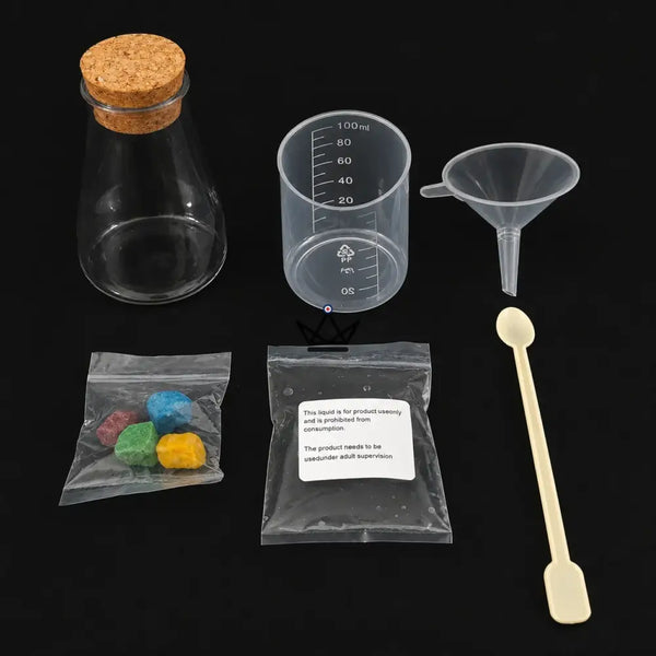 Magischer Kristallgarten in der Flasche, Chemie-Experiment — GERMINA, Erlenmeyerkolben
