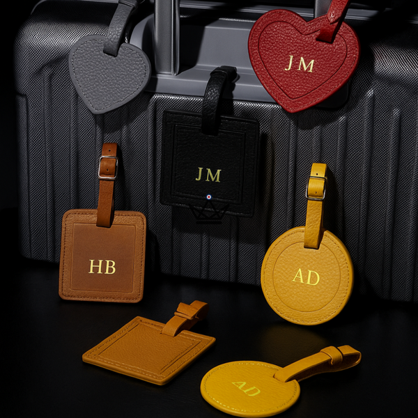 Personalisierbarer Gepäckanhänger aus Leder – Voyageur-Wappen