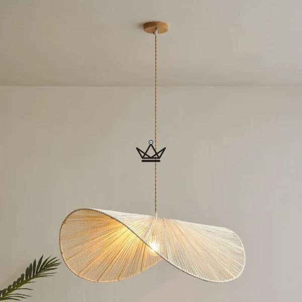 Hängeleuchte FOLIA — handgeflochtenes Rattan, Blattform